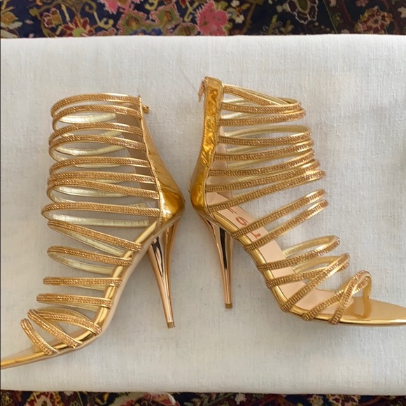 FSJ Gold Cage Stiletto’s with Gold Crystals - Picture 3 of 14